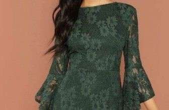 Vestido de encaje con mangas terminadas en volante, al 35%