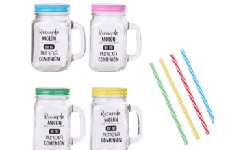 Lote de 20 jarras de cristal con pajita (surtido de colores)