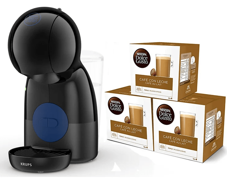 PACK KRUPS NESCAFÉ DOLCE GUSTO PICCOLO XS NEGRA + 3 PACKS DE CAFÉ DOLCE GUSTO