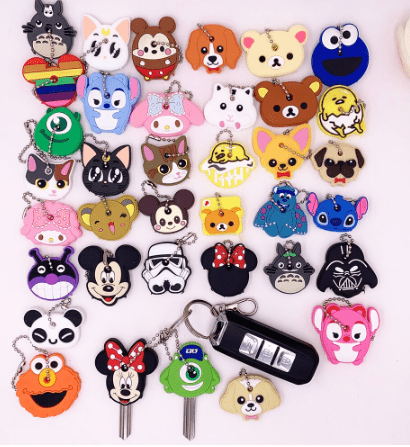 Pack 12 fundas protectoras de llaves (dibujos animados)