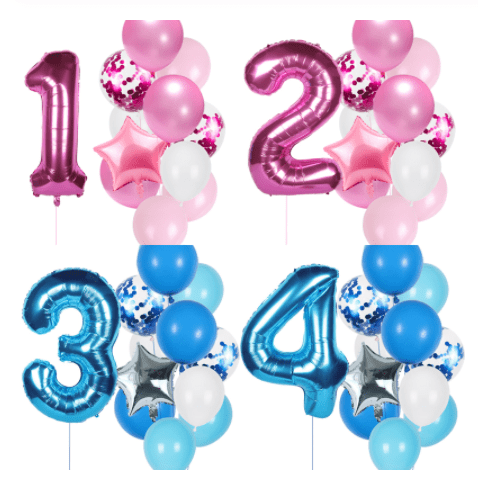 Pack globos con números para cumpleaños (distintos colores)